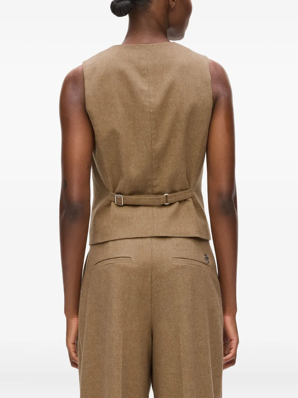 Karl Lagerfeld Flanellen gilet met knoopsluiting en ceintuur Bruin