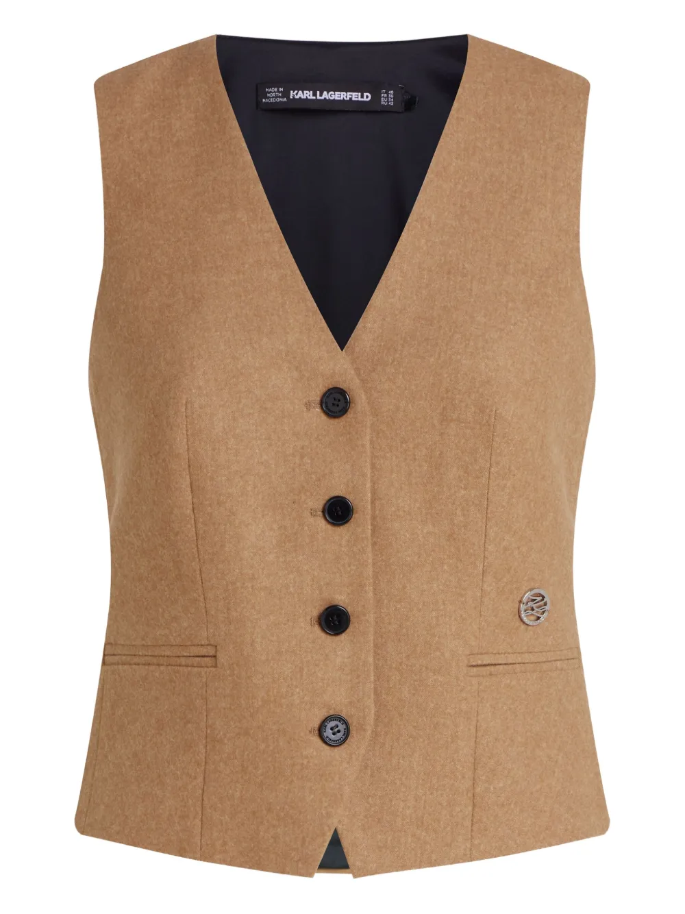 Karl Lagerfeld flannel button-fastening belted waistcoat | Brown | Image 1