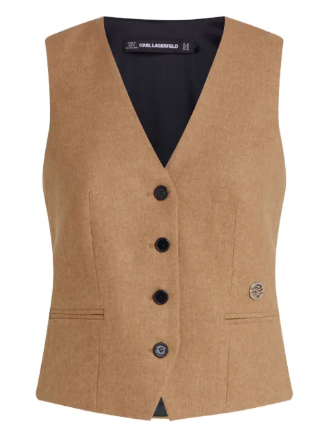 Karl Lagerfeld flannel button-fastening belted waistcoat