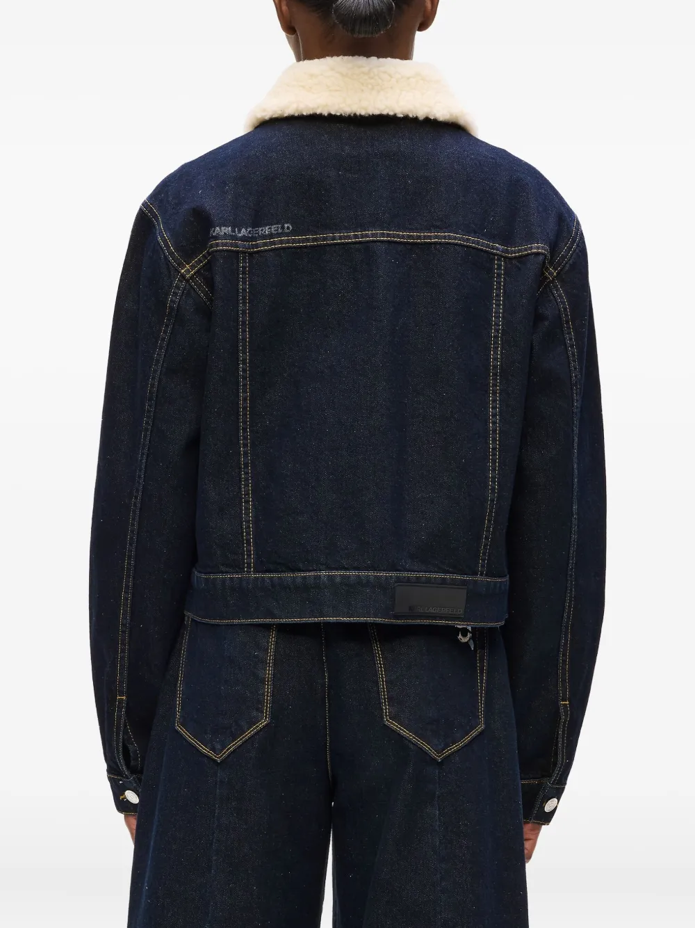 Karl Lagerfeld Logo-embroidered Denim Jacket In Blue