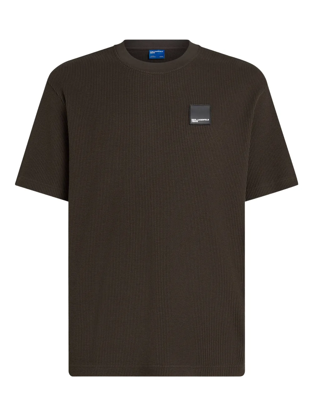 Karl Lagerfeld Jeans waffle-knit logo-patch T-shirt | Brown | Image 1