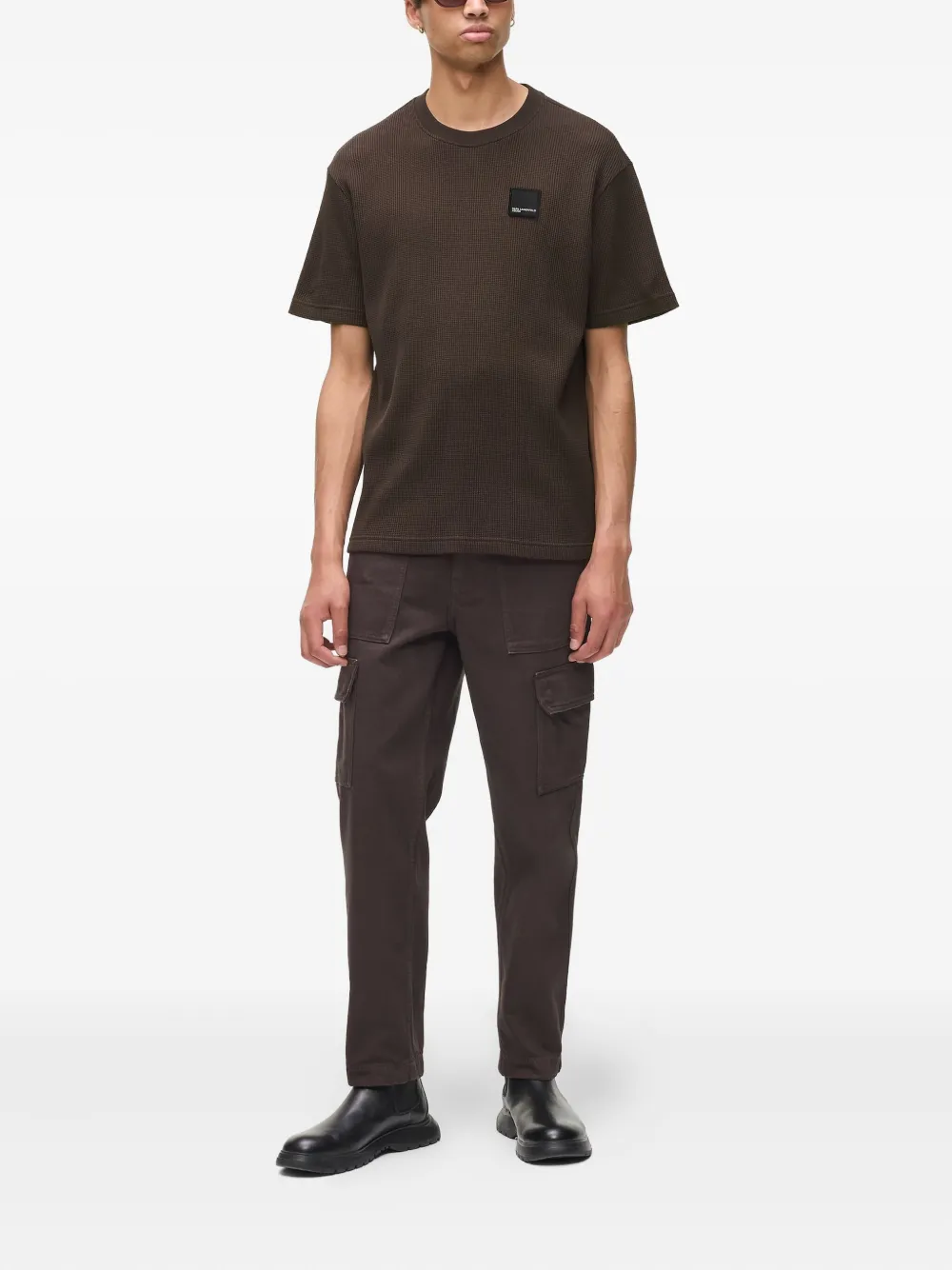 Karl Lagerfeld Jeans T-shirt met logopatch - Bruin