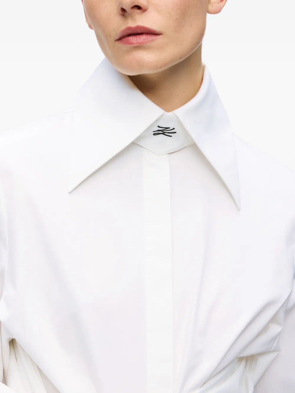 Karl Lagerfeld Karl Studio Poplin Bow Blouse In White