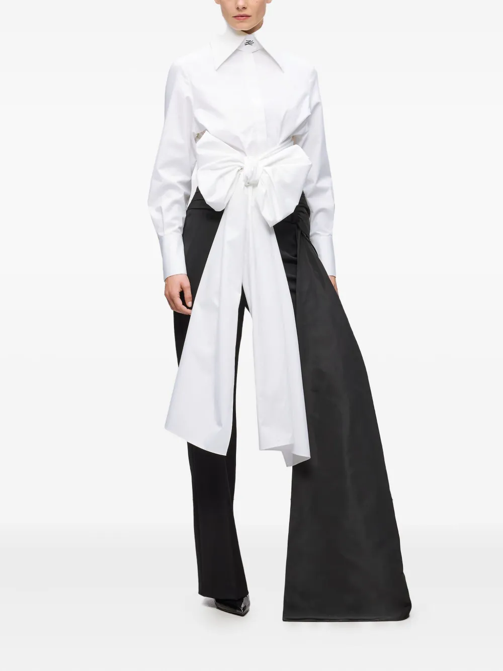 Karl Lagerfeld Karl Studio popeline blouse met strik - Wit