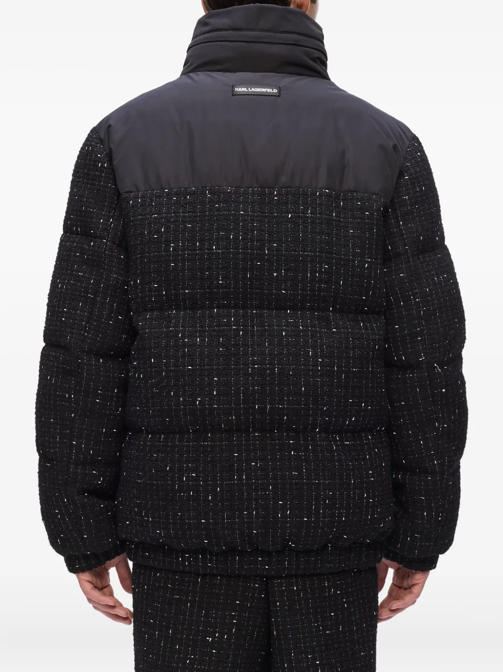 Karl Lagerfeld Donsjack met tweed vlak Zwart