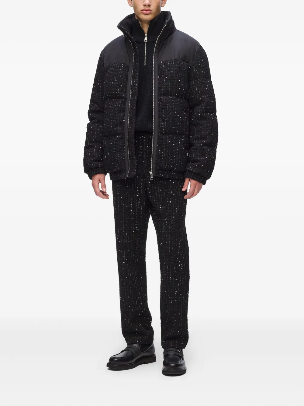 Karl Lagerfeld tweed panel puffer jacket | Down Jackets | Image 2