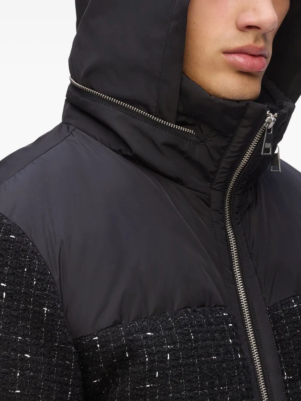 Karl Lagerfeld Donsjack met tweed vlak Zwart