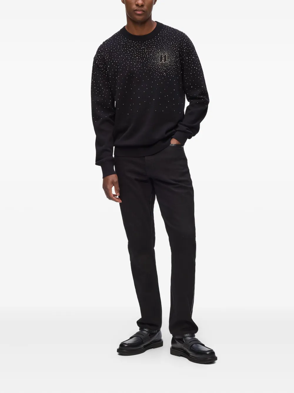 Karl Lagerfeld Verfraaide sweater met ronde hals - Zwart