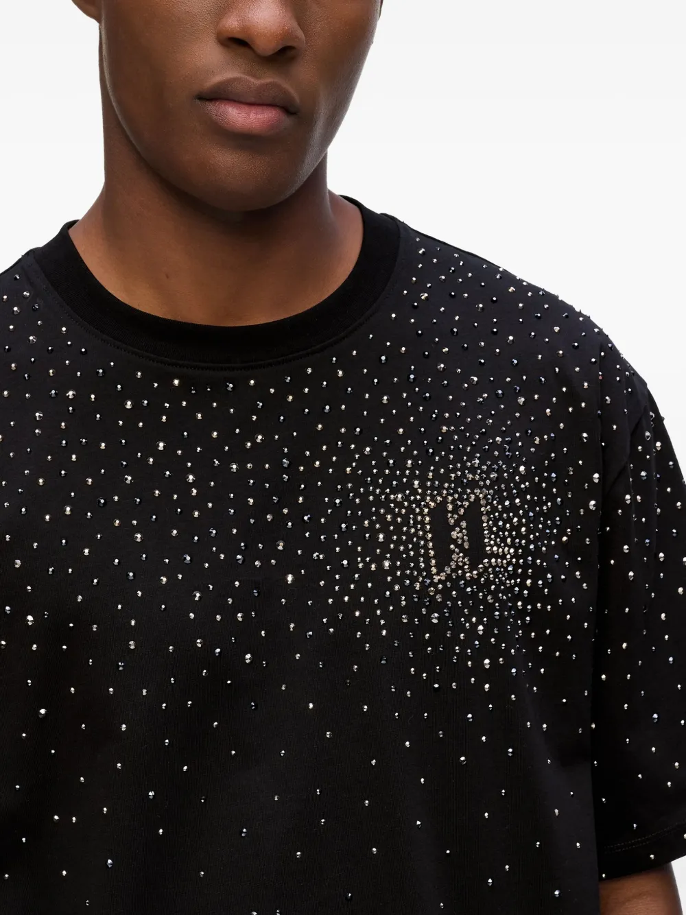 Karl Lagerfeld T-shirt verfraaid met kristallen Zwart