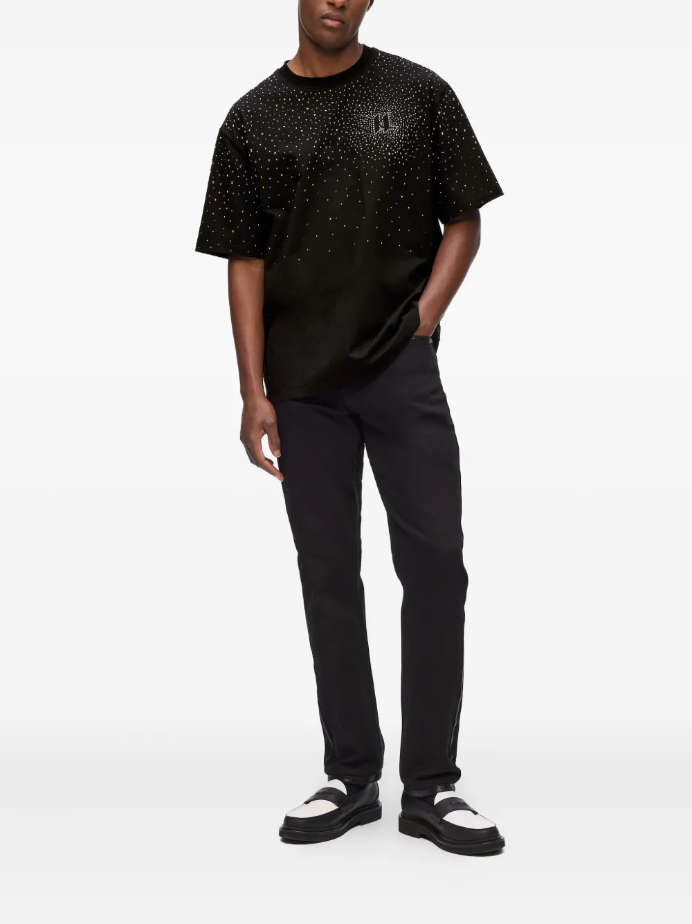 Karl Lagerfeld T-shirt verfraaid met kristallen - Zwart