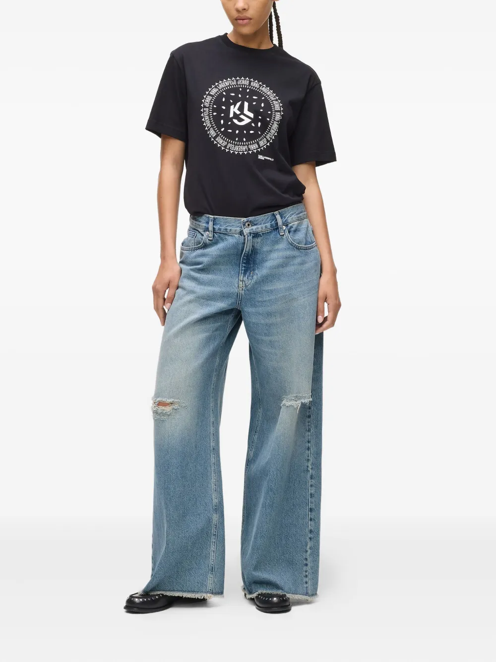 Karl Lagerfeld Jeans Jeans met franje - Blauw