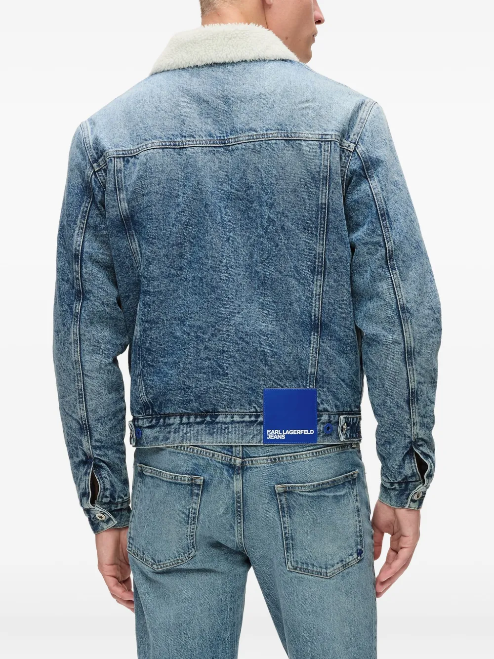 Karl Lagerfeld Jeans Shearling-collar Denim Jacket In Blue