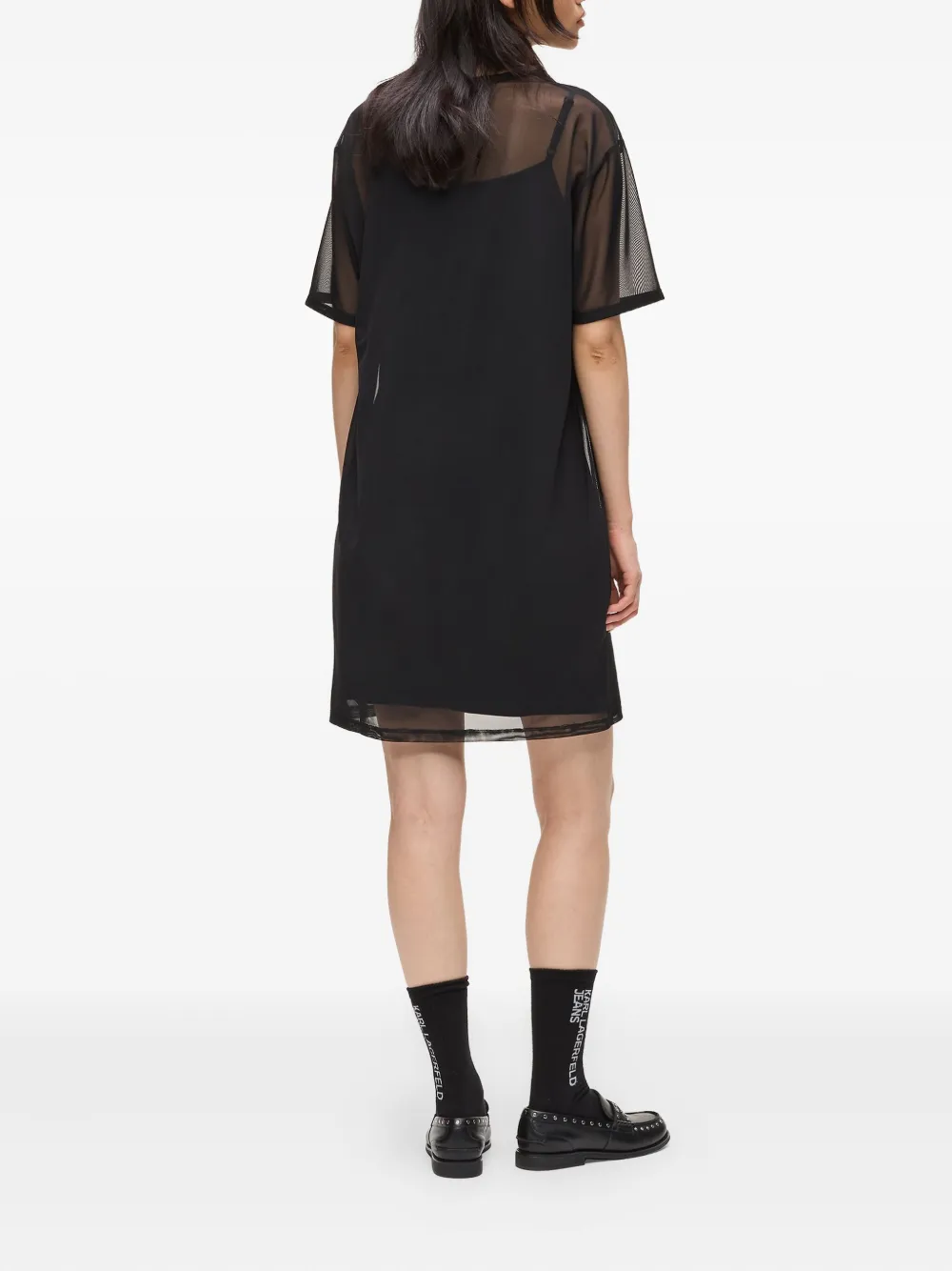 Karl Lagerfeld Jeans Jersey mini-jurk met mesh Zwart