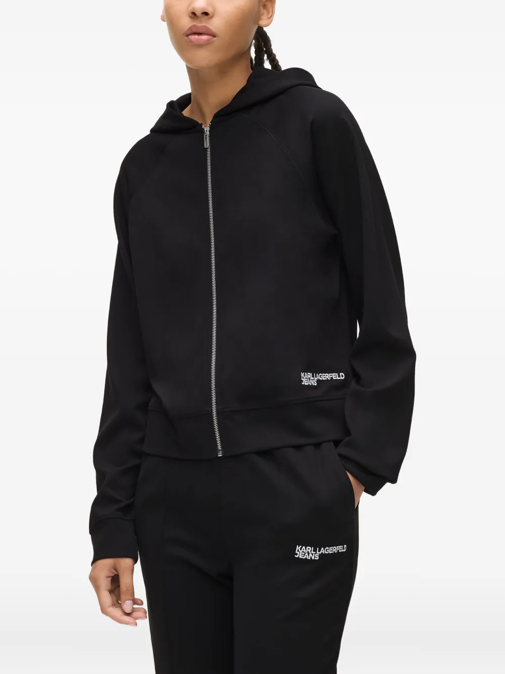Karl Lagerfeld Jeans Milano Zip-up Hoodie In Black
