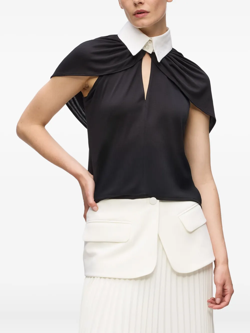 Karl Lagerfeld Kl Studio Cape Top In Black
