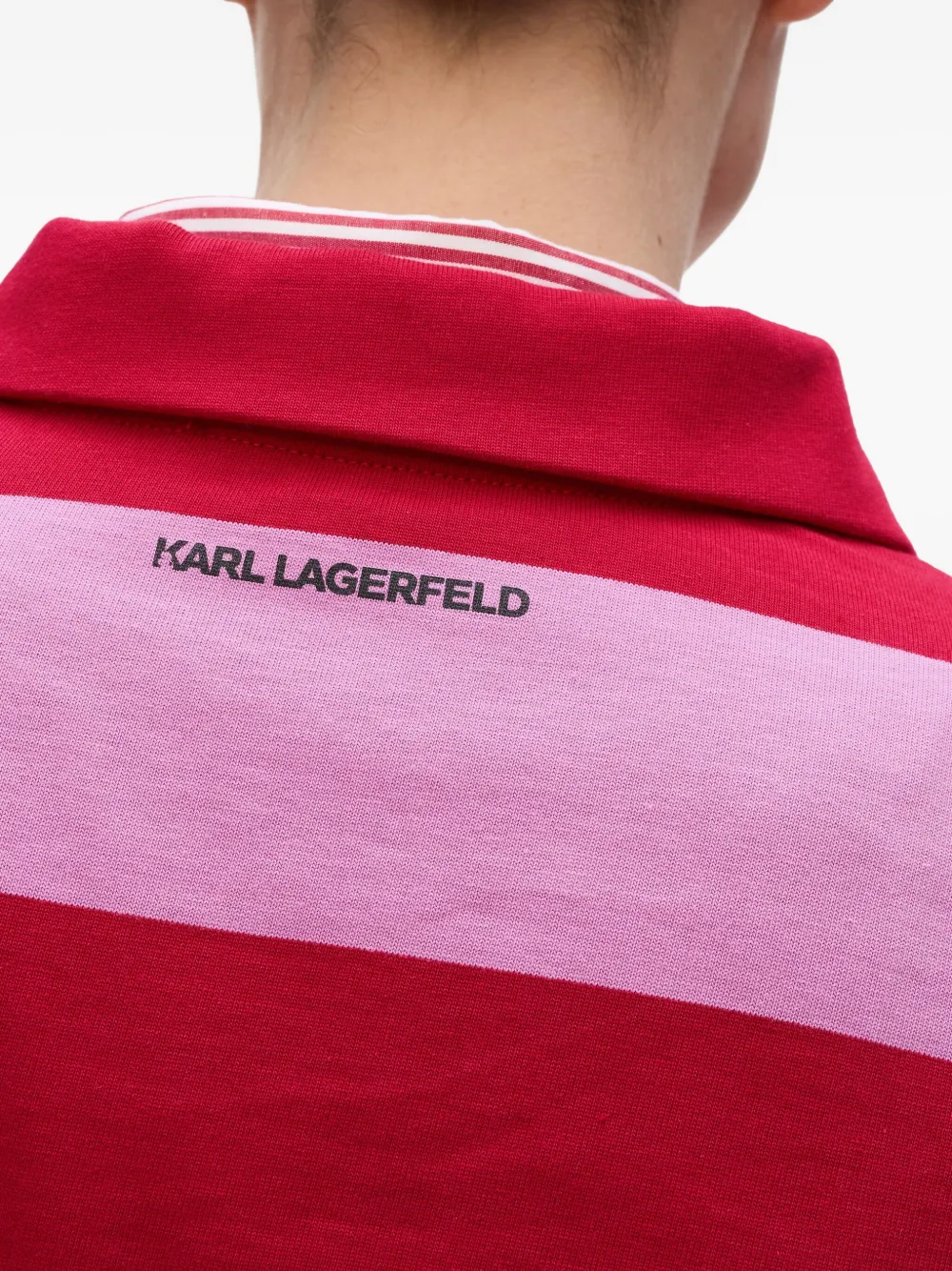 Karl Lagerfeld Gestreept T-shirt met polokraag Rood