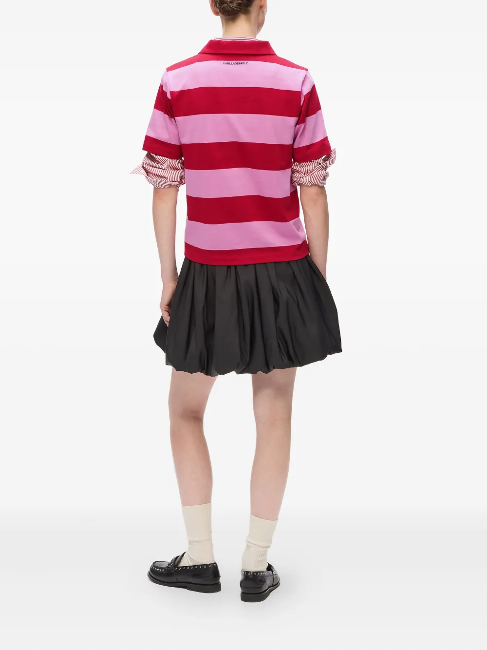 Karl Lagerfeld Gestreept T-shirt met polokraag Rood