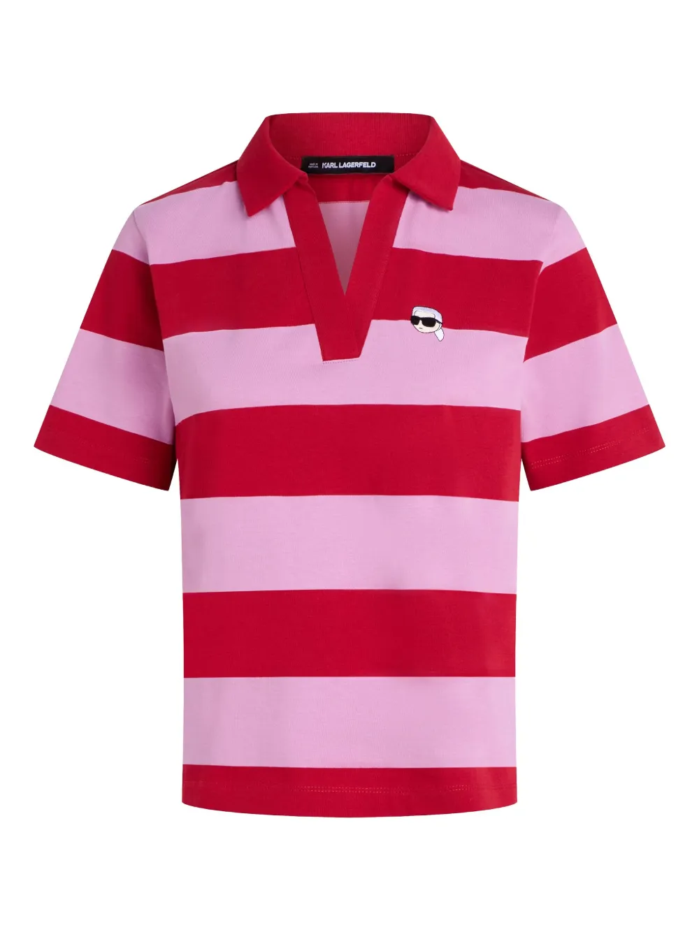 Karl Lagerfeld striped polo-collar t-shirt | Red | Image 1