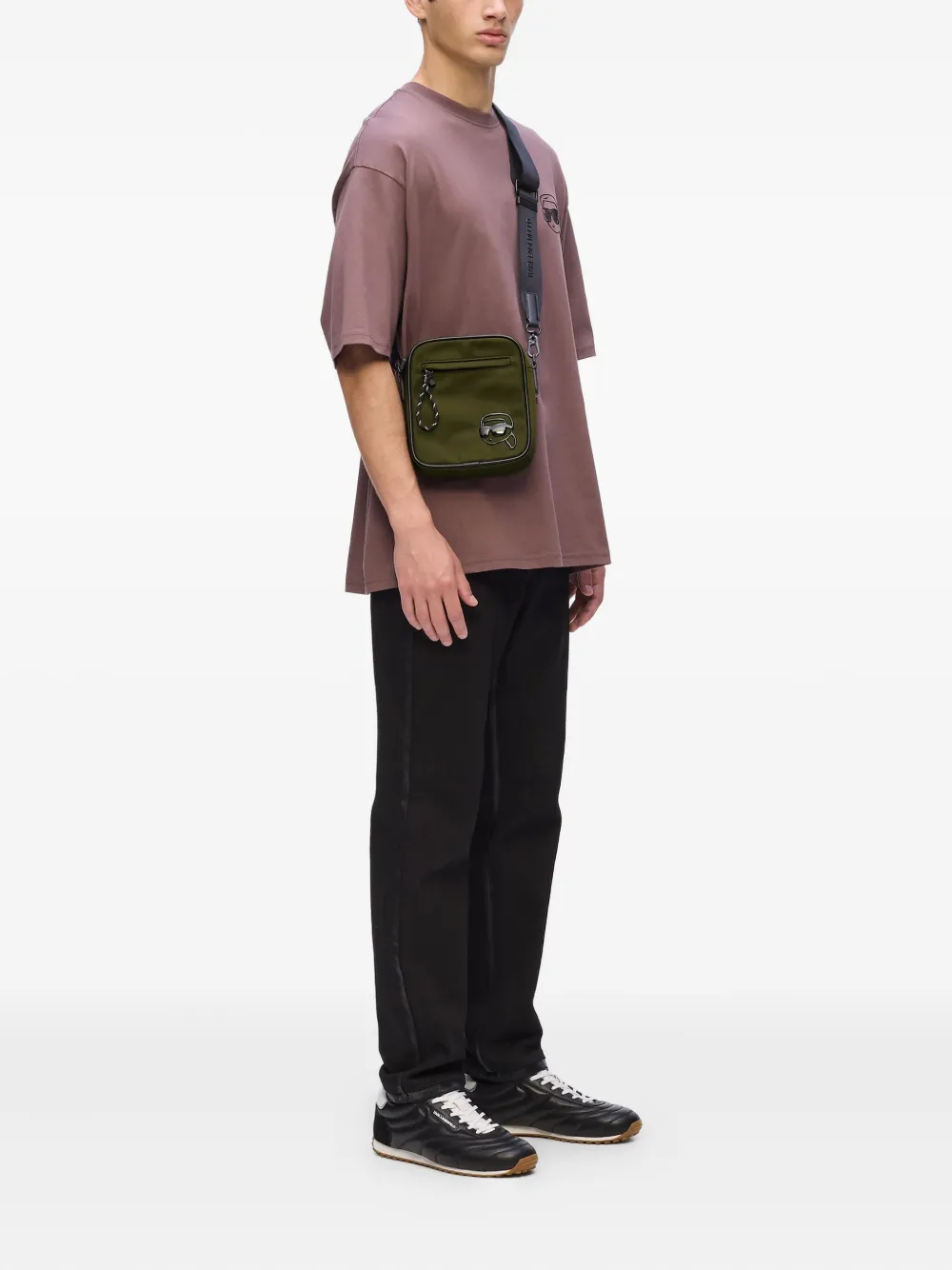 Karl Lagerfeld Ikon messengertas met tonale print - Groen