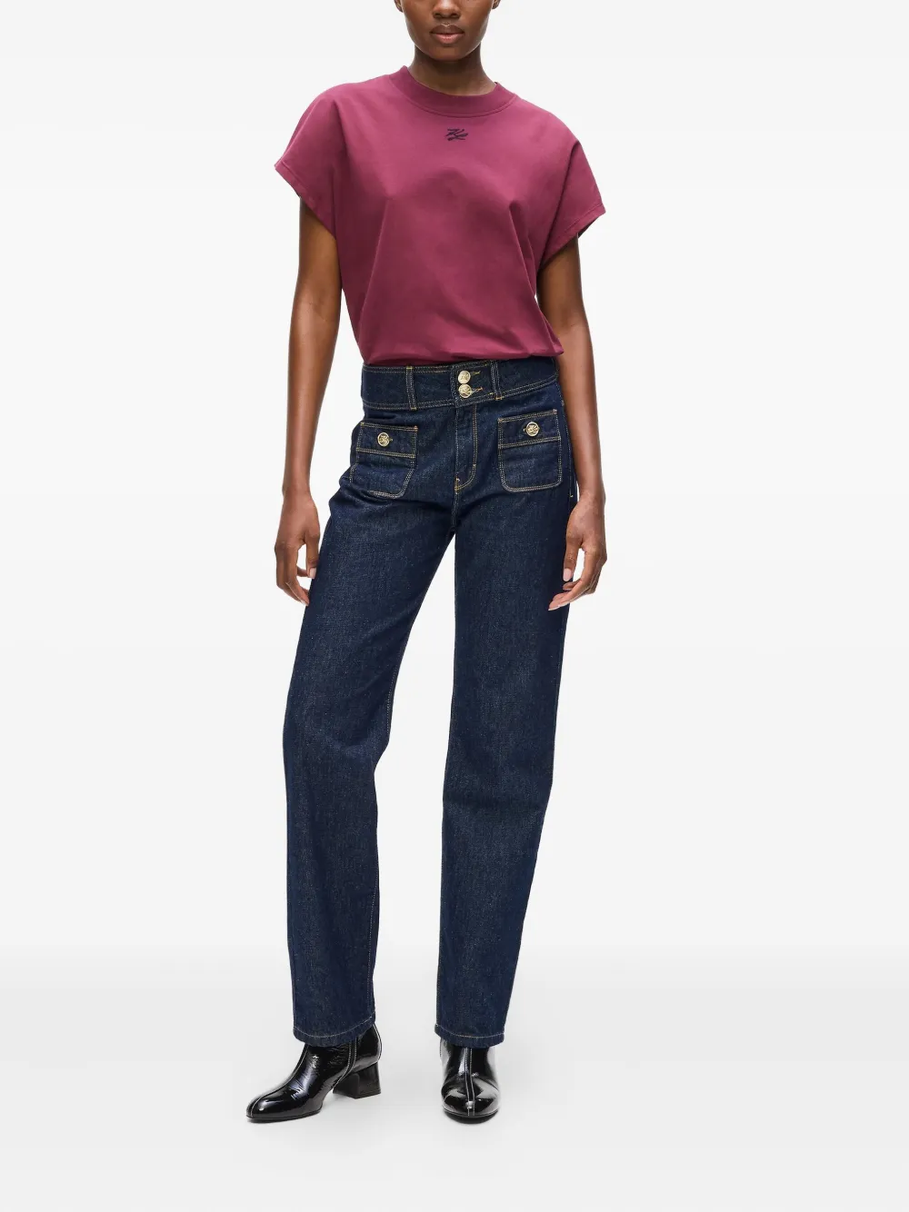 Karl Lagerfeld Jeans met opgestikte zak en dubbele knoop - Blauw
