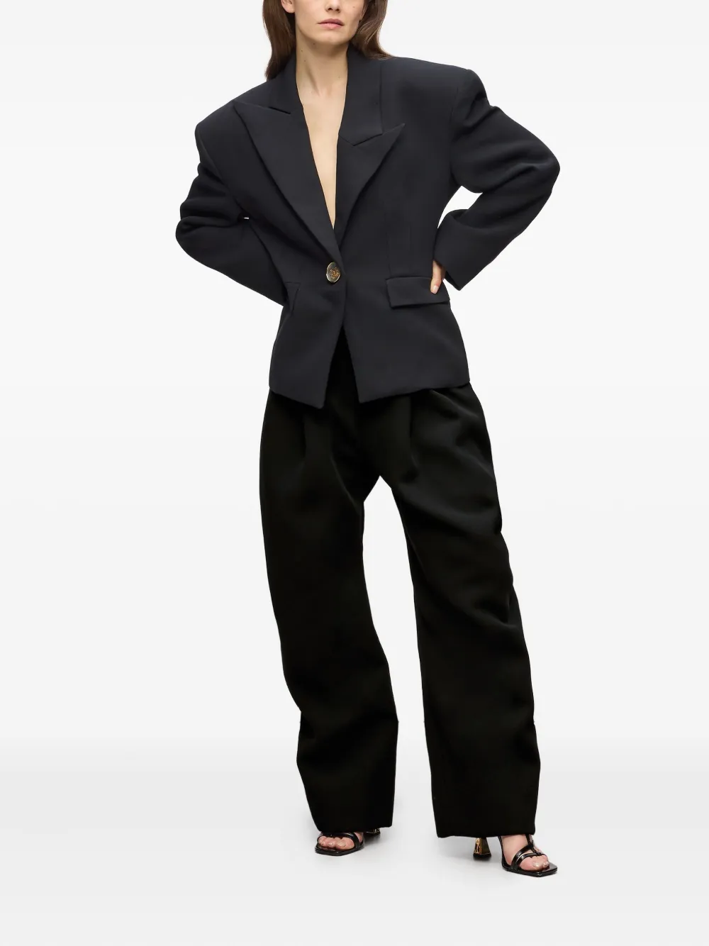 Karl Lagerfeld Karl Studio high waist broek met wijde pijpen - Zwart