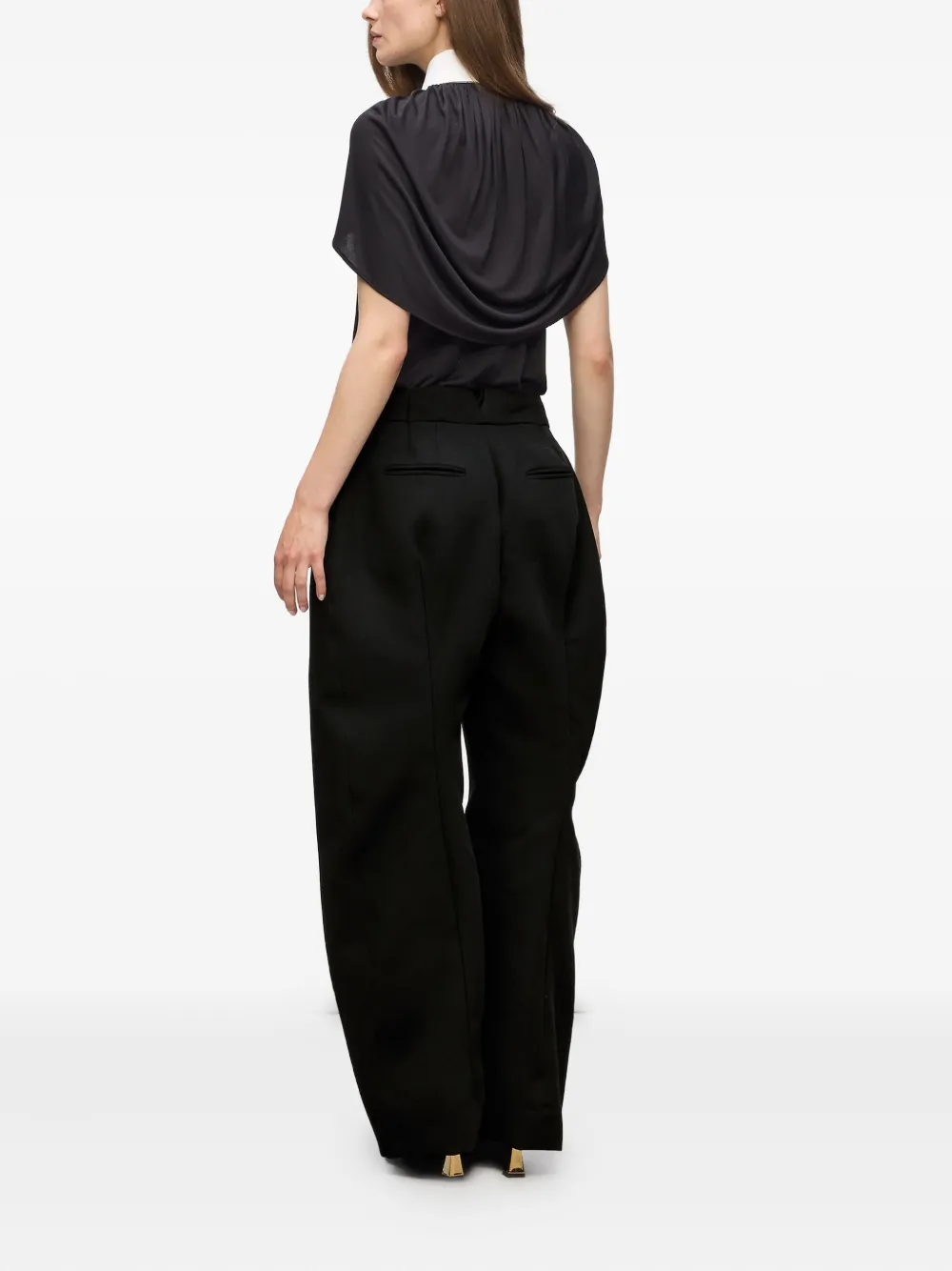 Karl Lagerfeld Karl Studio high waist broek met wijde pijpen Zwart