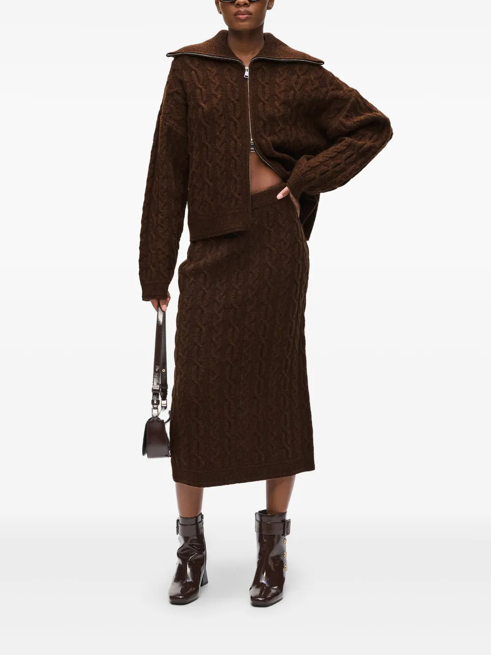 Karl Lagerfeld Kabelgebreide midi-rok Bruin