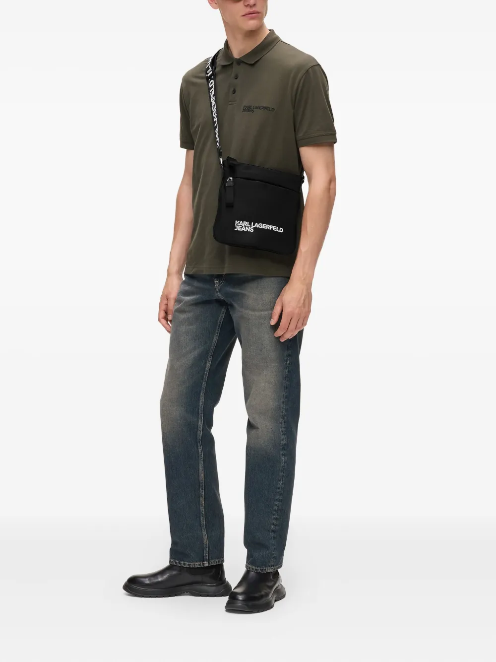 Karl Lagerfeld Jeans Messengertas met logo-applicatie - Zwart