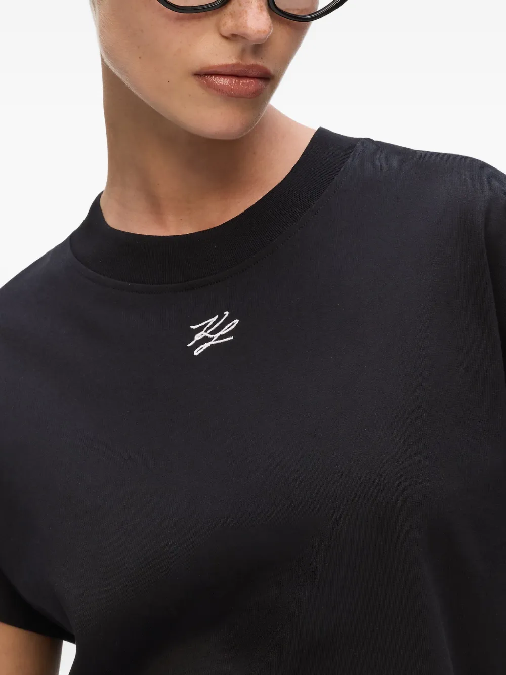 Karl Lagerfeld Embroidered Short-sleeved T-shirt In Black