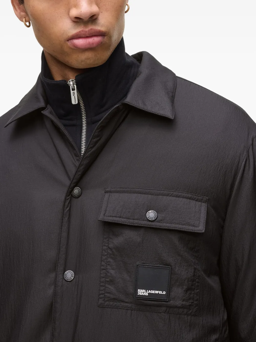 Karl Lagerfeld Jeans Button-fastening Jacket In Black