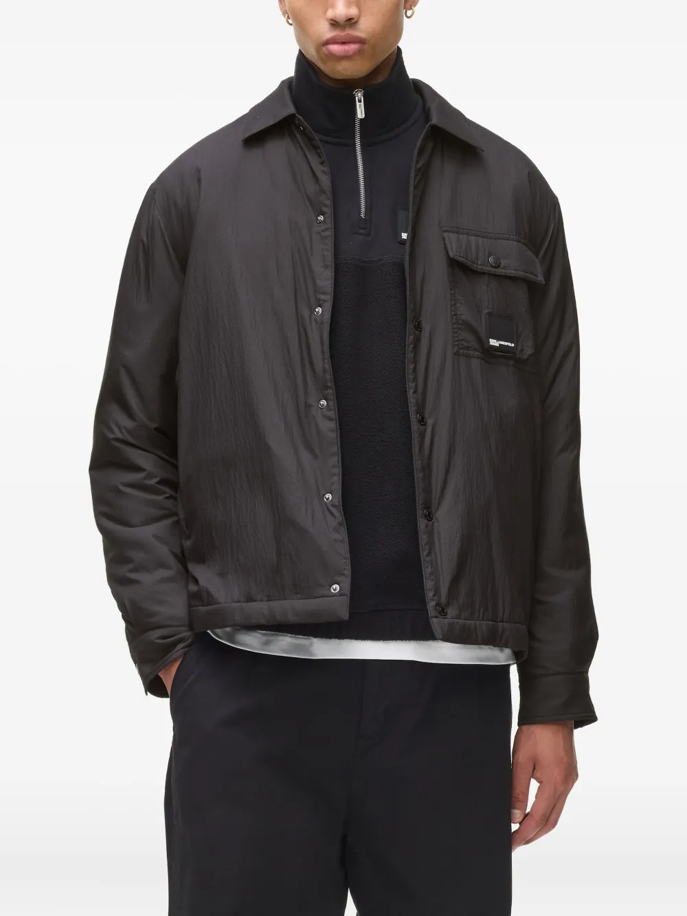 Karl Lagerfeld Jeans Button-fastening Jacket In Black