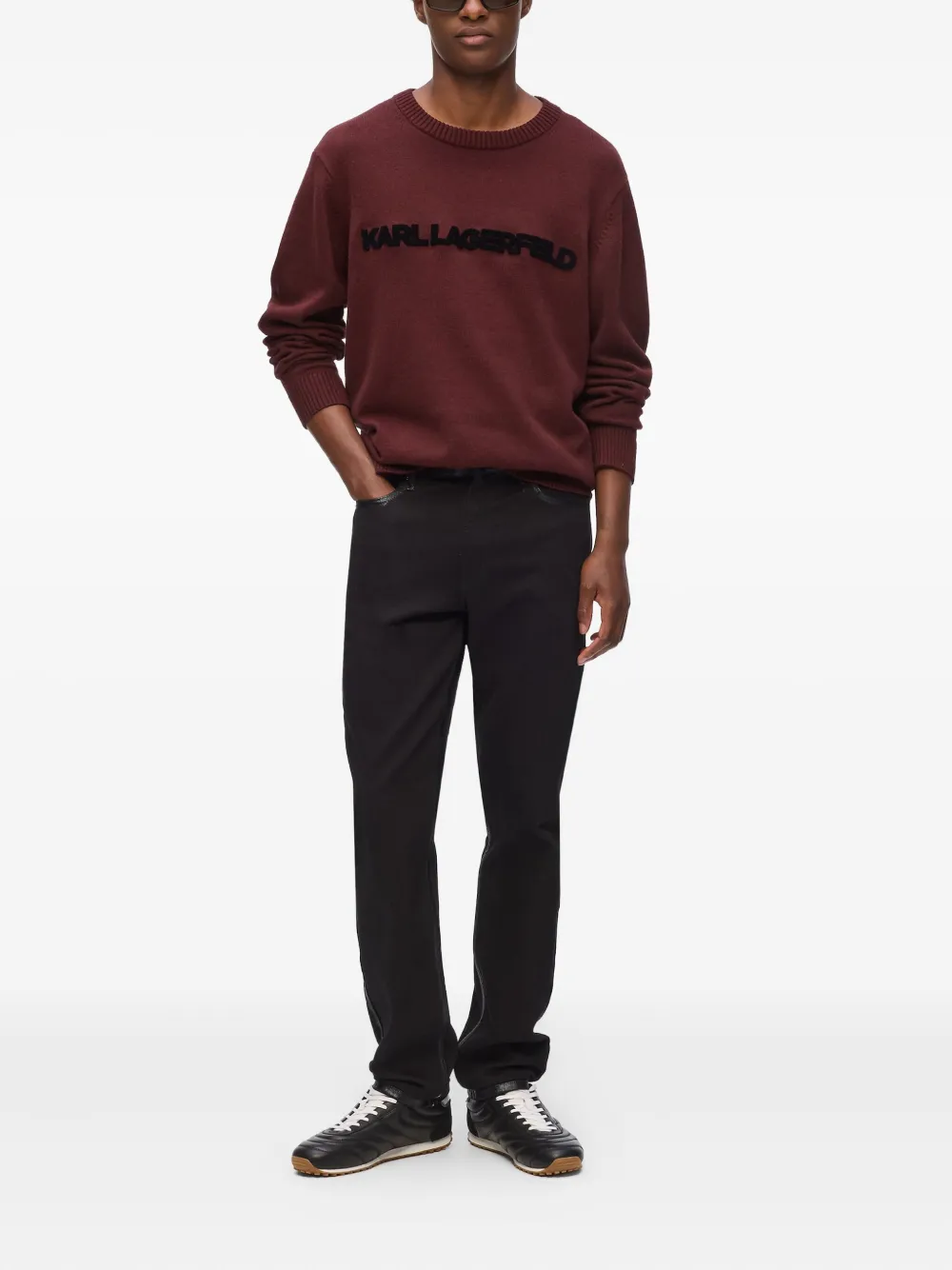 Karl Lagerfeld Trui met ronde hals en logo - Rood