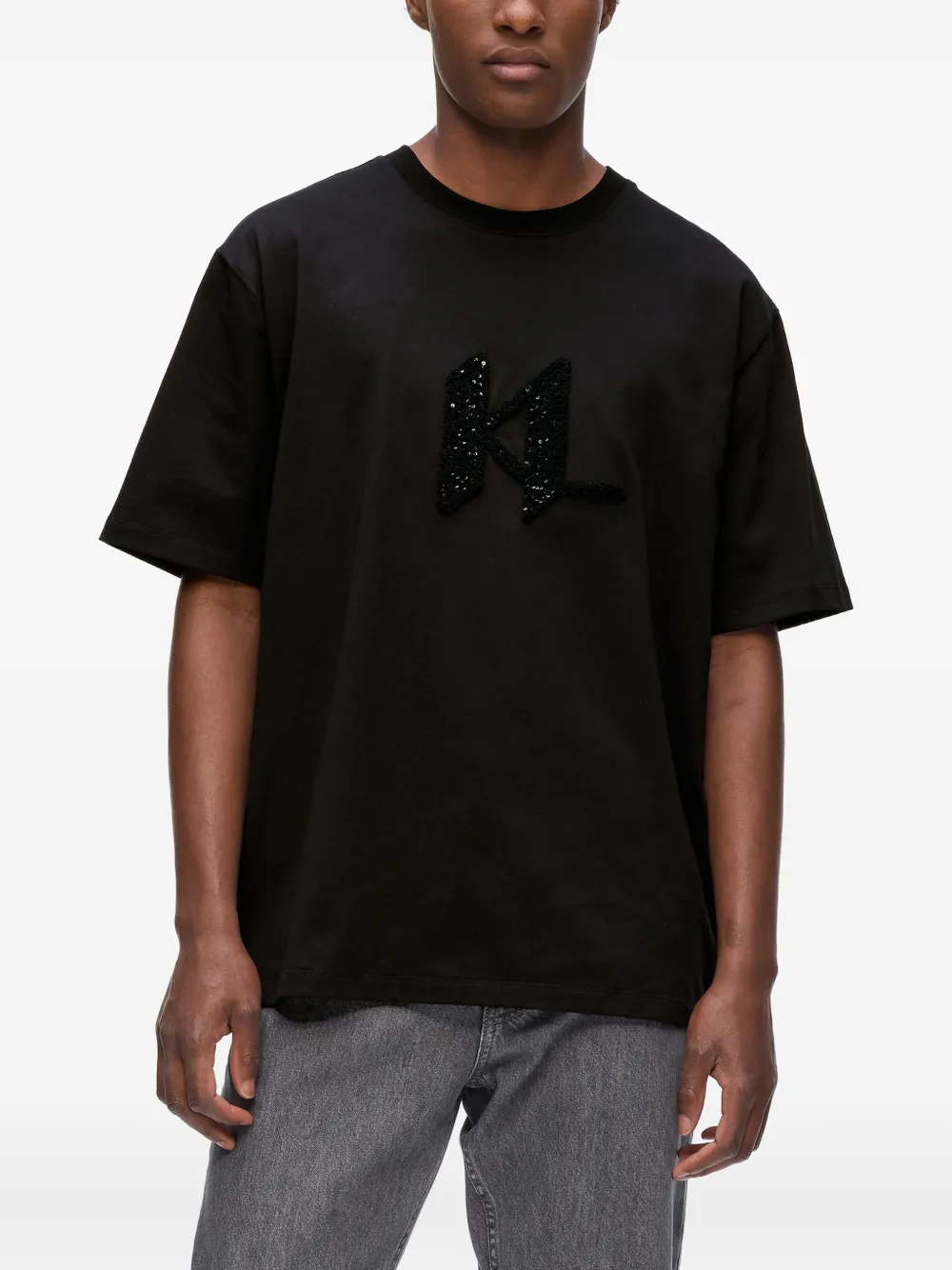 Karl Lagerfeld T-shirt met pailletten Zwart