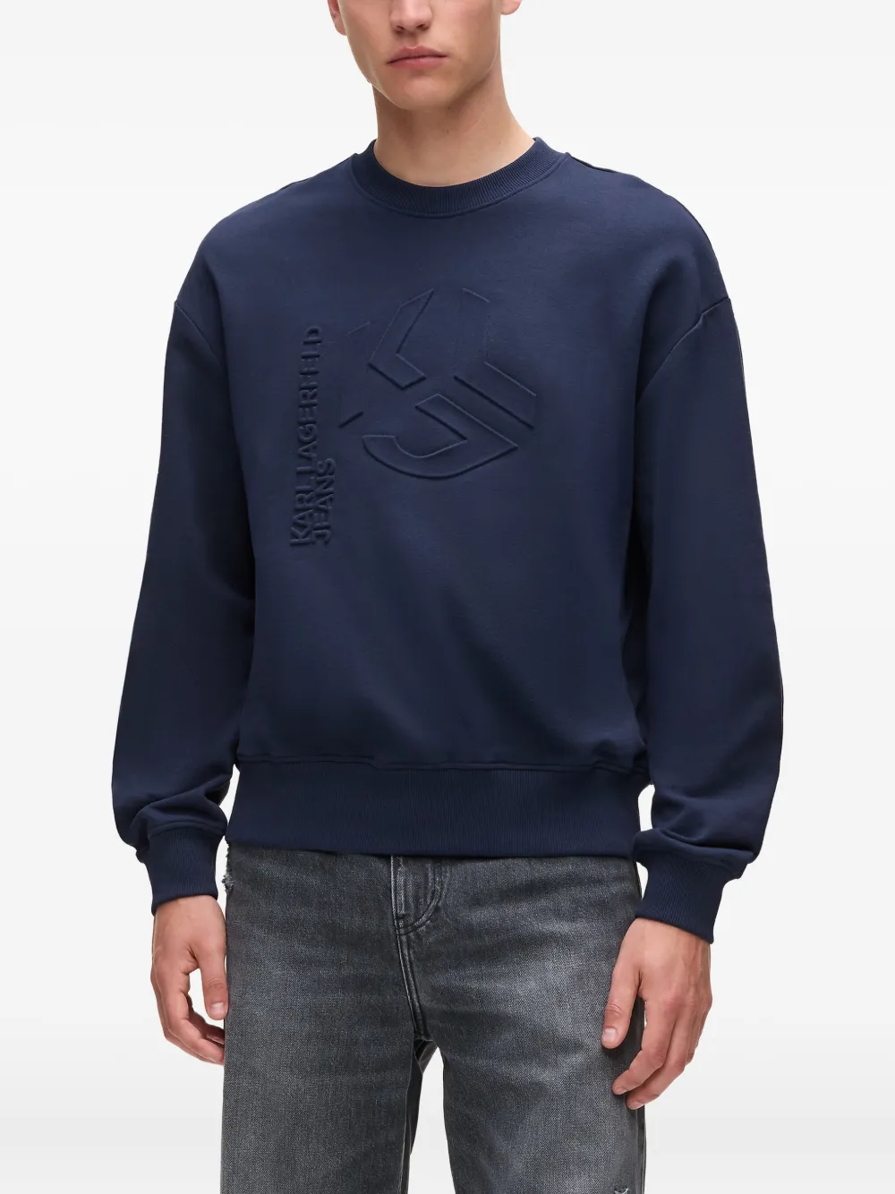 Karl Lagerfeld Jeans Sweater met logo-reliëf Blauw