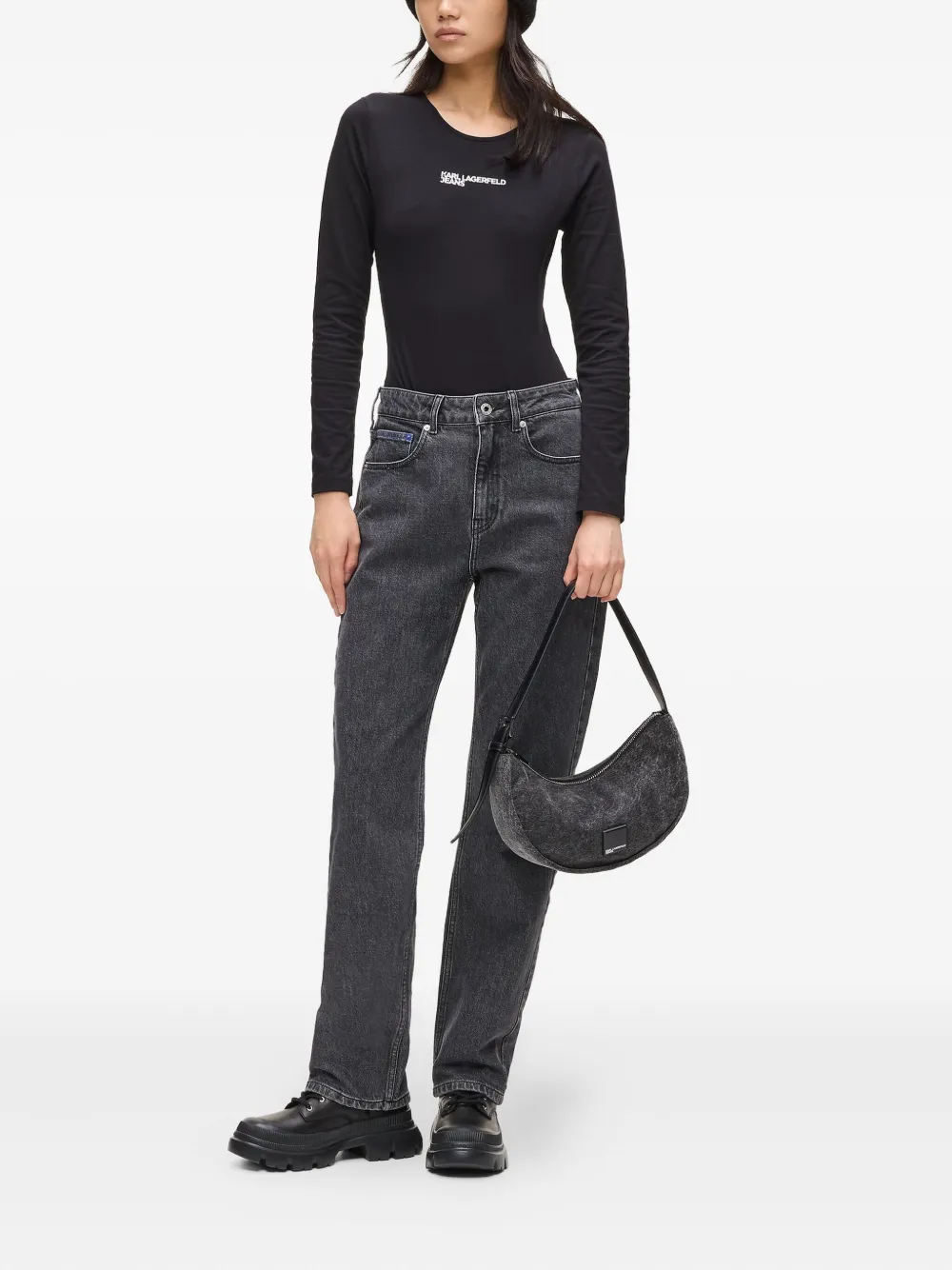 Karl Lagerfeld Jeans High waist straight jeans Zwart