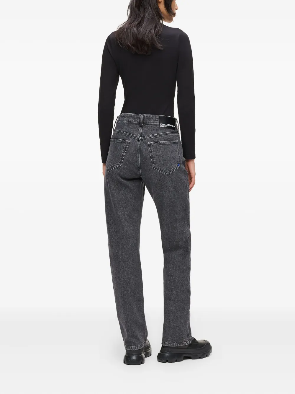 Karl Lagerfeld Jeans High waist straight jeans Zwart