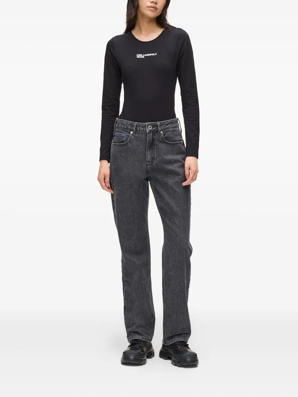Karl Lagerfeld Jeans High waist straight jeans - Zwart
