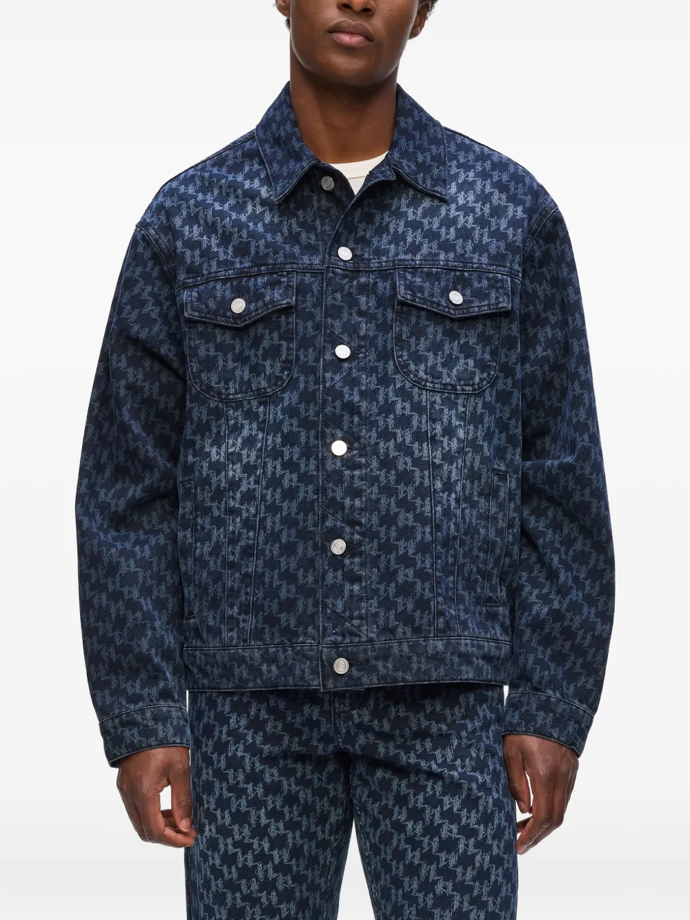 Karl Lagerfeld Monogram Denim Jacket In Blue