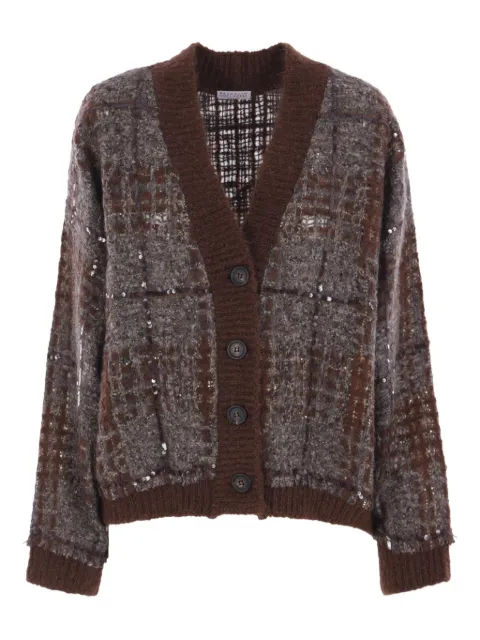 Brunello Cucinelli sequin-check cardigan