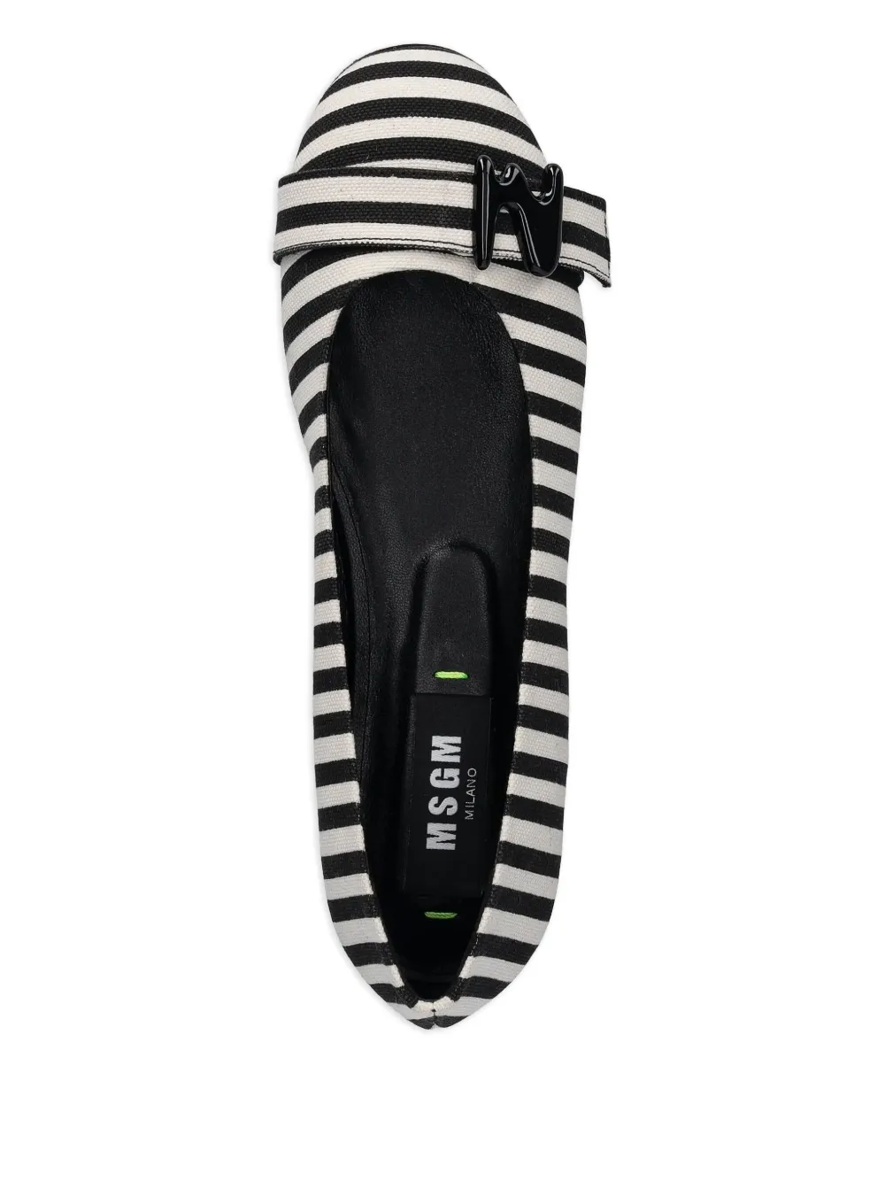 Msgm Striped Flats In Black