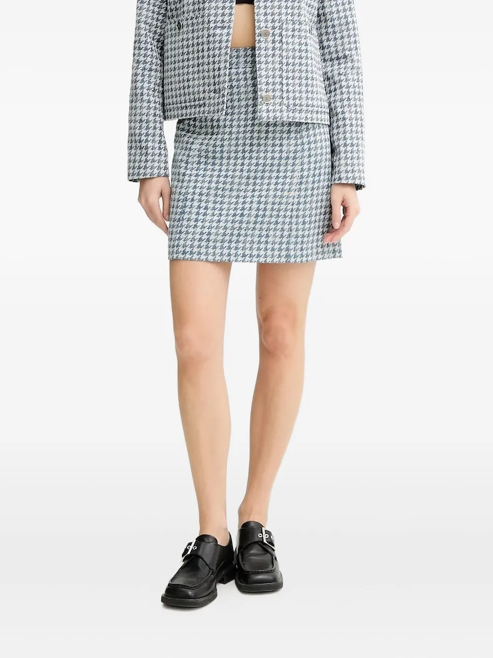 Ps By Paul Smith Houndstooth Belted Mini Skirt In Multi