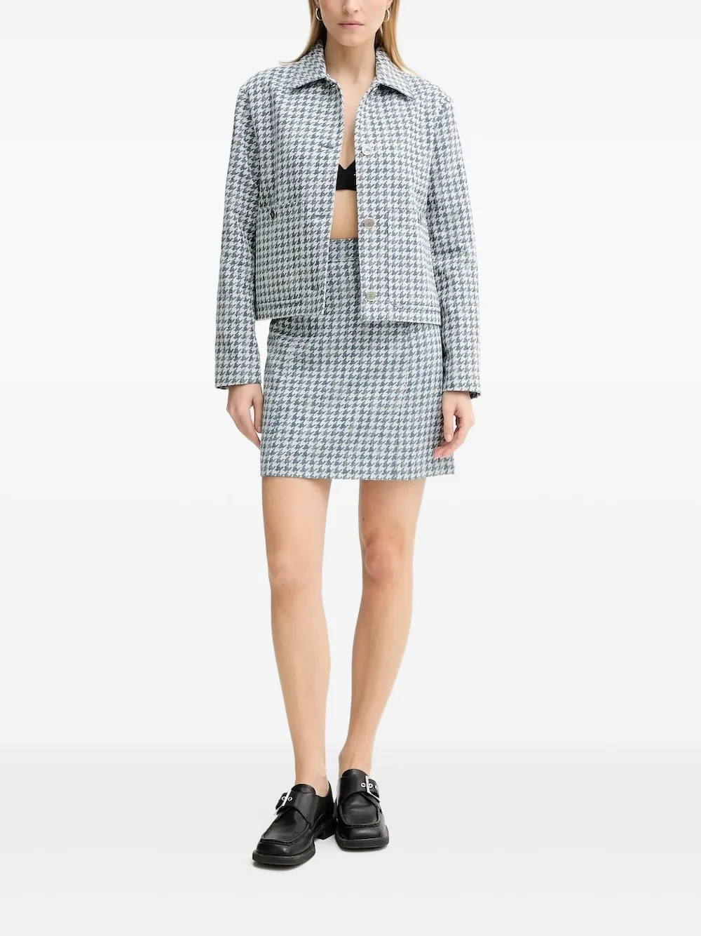 Ps By Paul Smith Houndstooth Button-fastening Jacket In Blue