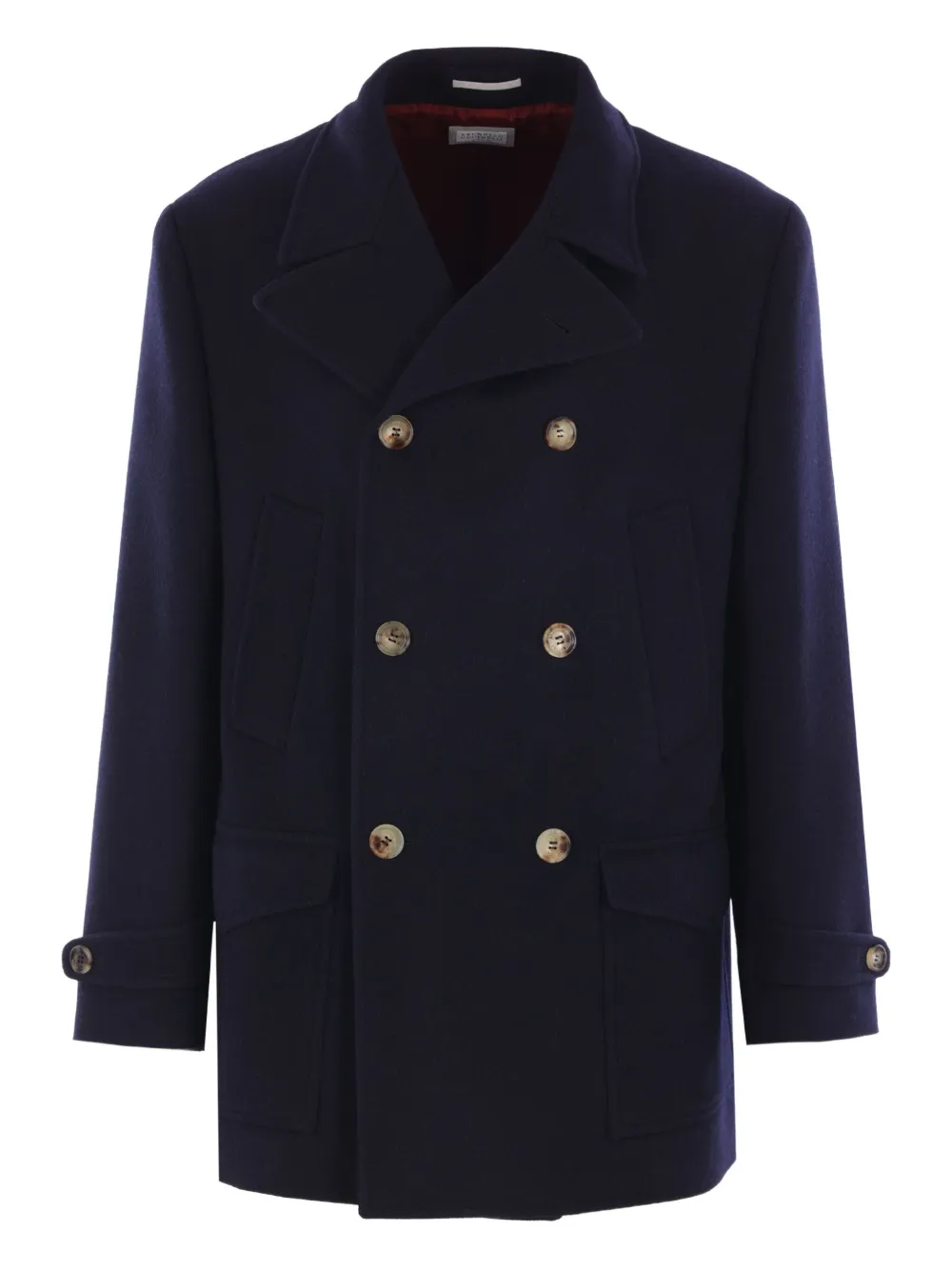 Brunello Cucinelli double-breasted wool coat Blauw