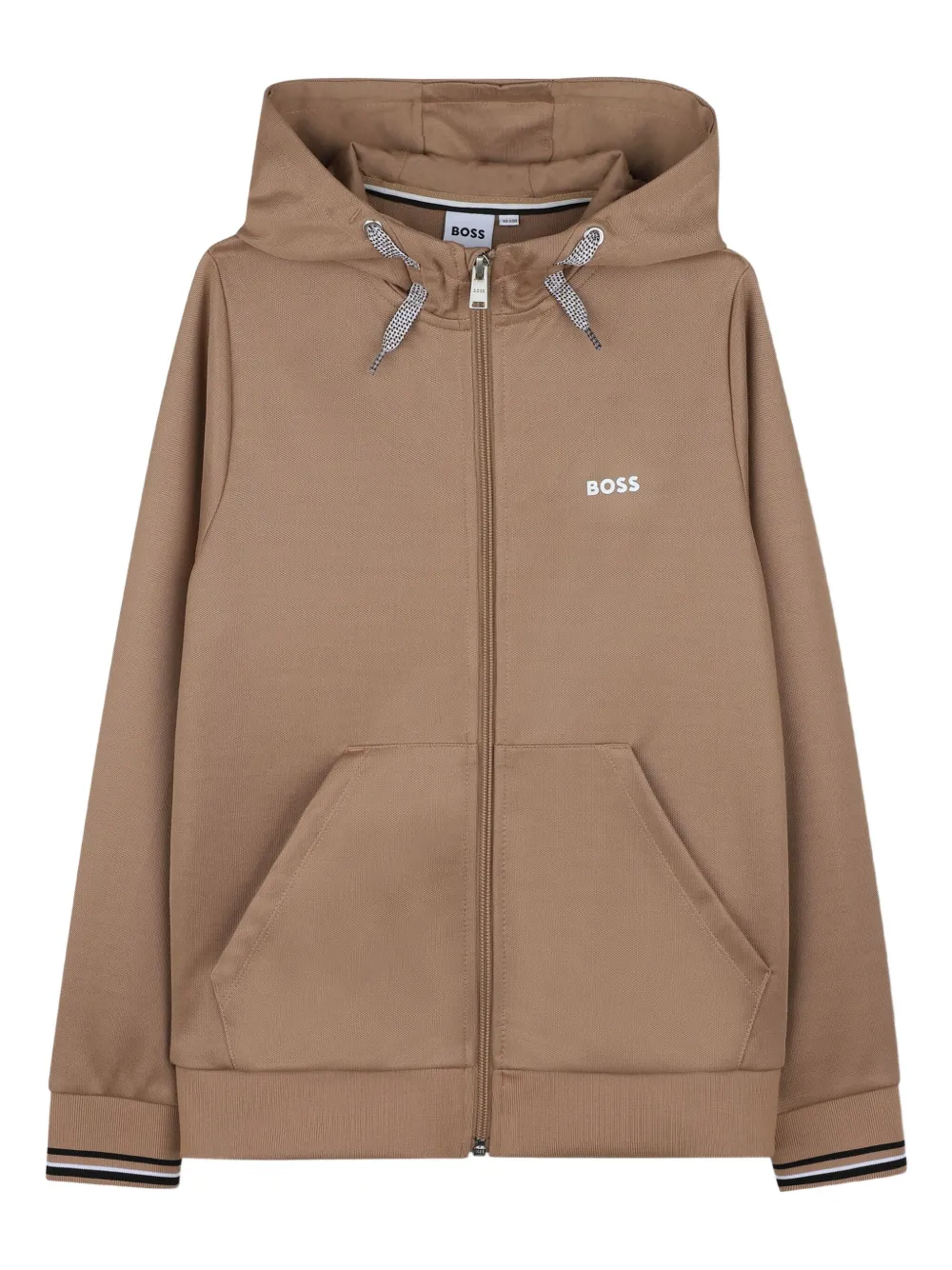 BOSS Kidswear Felpa in cotone con logo e cappuccio - Marrone