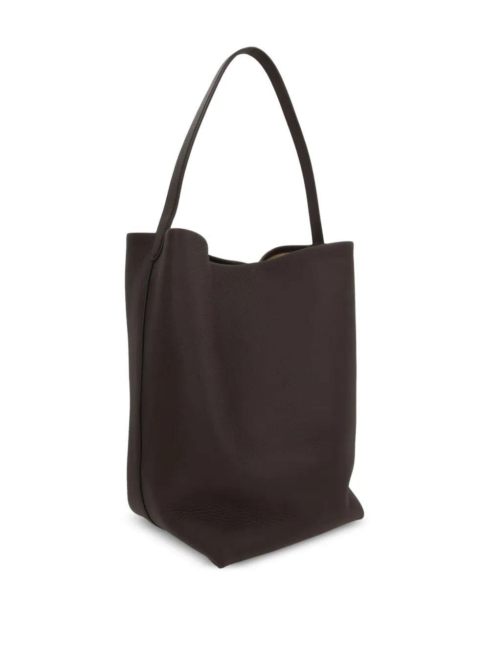 The Row Leren schoudertas met handgreep Bruin