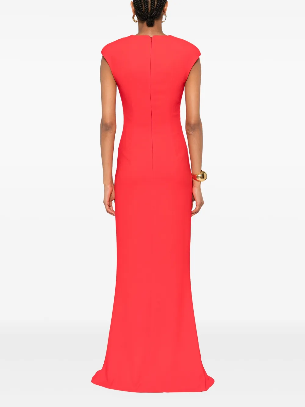 Silk Love & Lace Ruched-front Split Maxi Dress