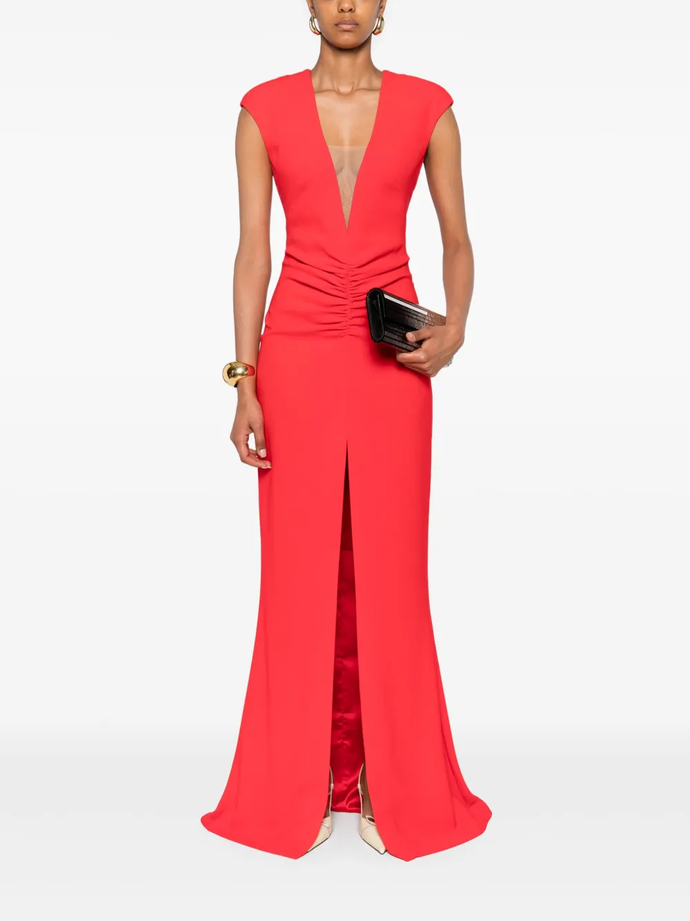 SILK LOVE & LACE ruched-front split maxi dress | Cocktail & Party Dresses | Image 2