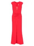 SILK LOVE & LACE ruched-front split maxi dress - Red