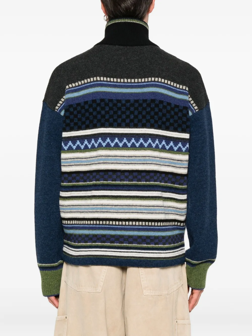Marni striped zip-up cardigan Blauw
