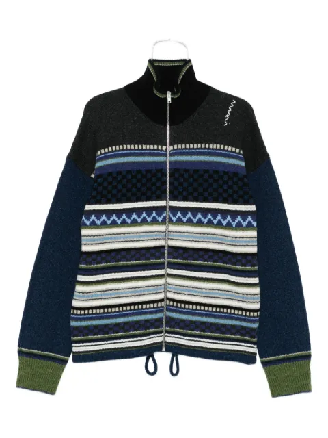 Marni striped zip-up cardigan